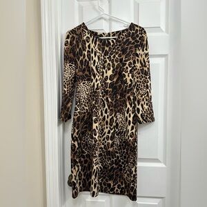 Spense Dress Women's Size 10 Animal Print Career Work 3/4 Sleeve Leopard Print